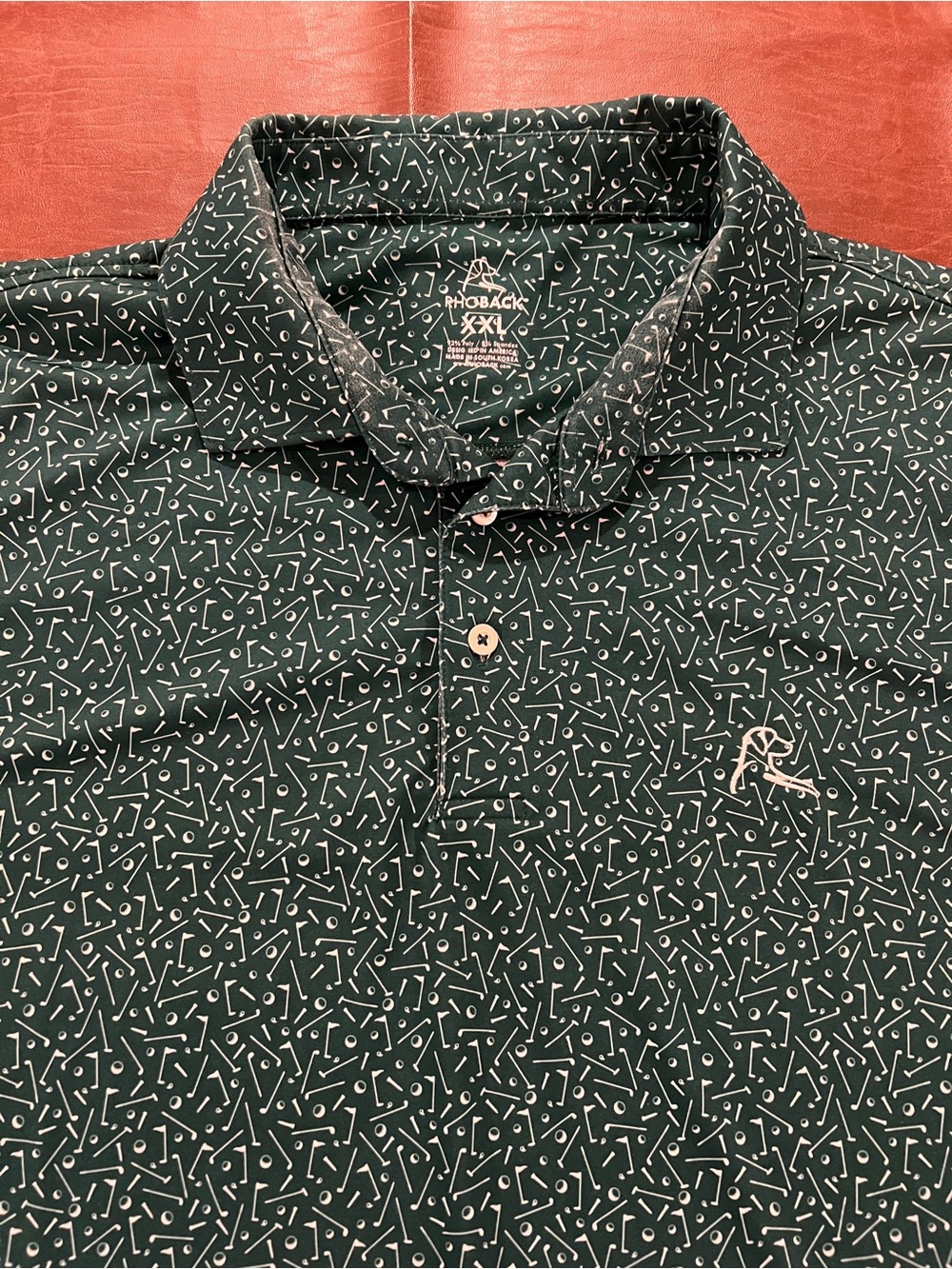 Rhoback Men’s Polo Shirt - The Mulligan Green Golf Tees - Size XXL